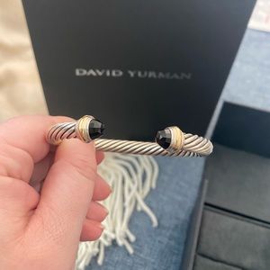 David Yurman 7mm Cable Collection Bracelet 14k Gold with Black Onyx